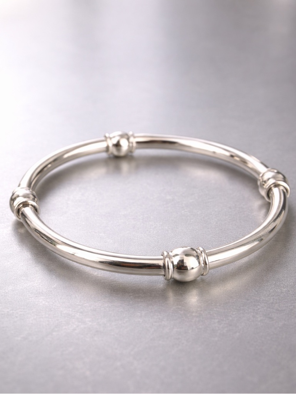 Seed and Sage Bangle Sterling Silver 925 Polished Bracelet 4 beads